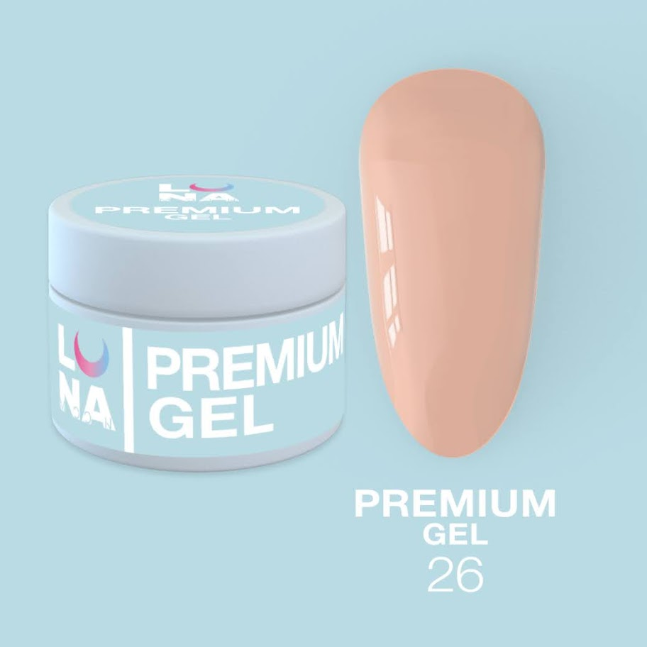 Гель LUNAMoon Premium Gel №26 на 30 мл для зміцнення, вирівнювання та нарощування нігтів