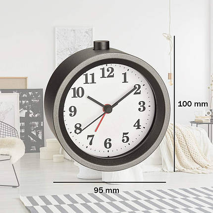 Настільний годинник з будильником TFA Analogue Alarm Clock 60.1026 (Grey Metal), фото 2