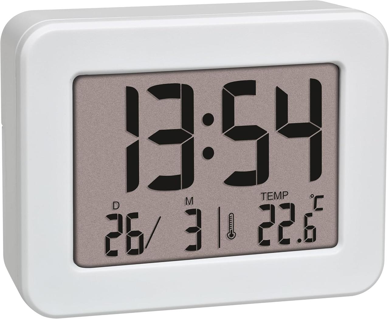 Цифровий будильник TFA Digital Alarm Clock 60.2044 White | Компактний розмір, показує час, температуру та дату