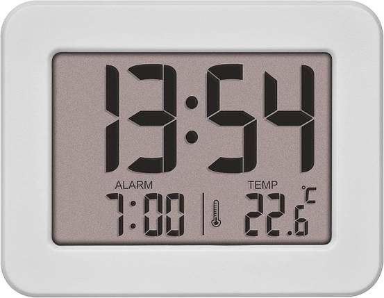 Цифровий будильник TFA Digital Alarm Clock 60.2044 White | Компактний розмір, показує час, температуру та дату, фото 2