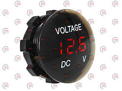 Вольтметр з врізним дисплеєм 12/24В (круглий випуклий 28мм) червоне підсв.