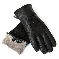 Рукавичка Чоловіча шкіра-олень S-106 black вовна. Чоловічі шкіряні рукавички гуртом