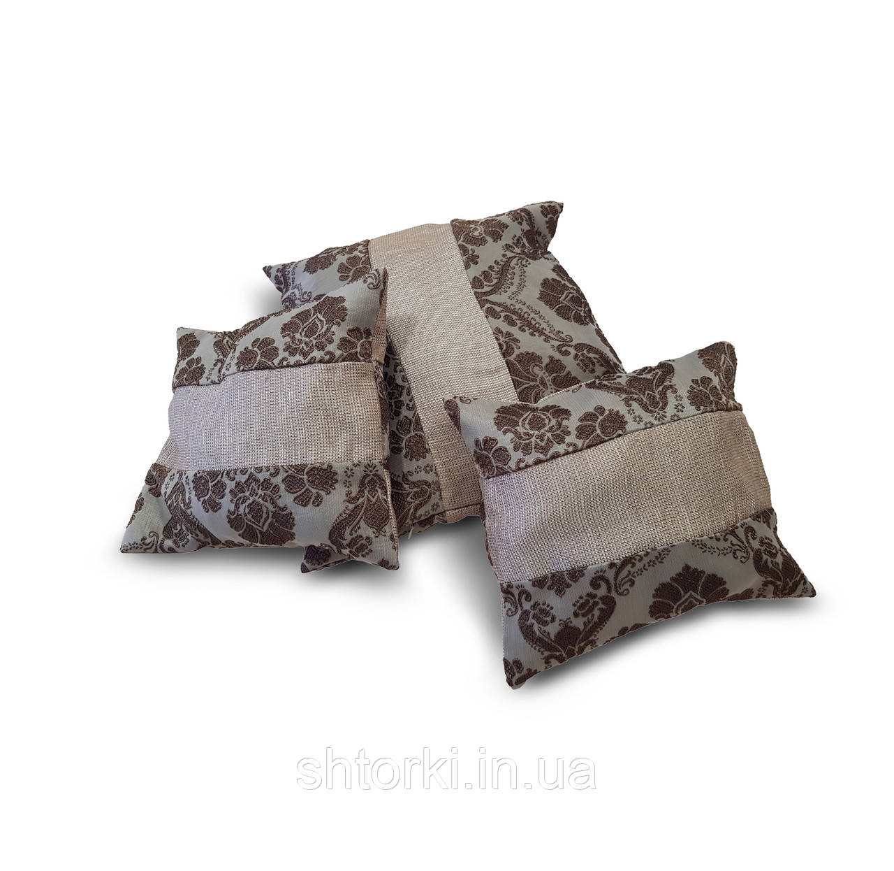 Комплект декоративних подушок Firanka Damask 40х37см 1шт 30х25см 2шт шоколадний з бежевим (п_0349)