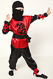 Карнавальний костюм Ніндзя №1 з атласу для хлопчика від 5 до 8 років, фото 3