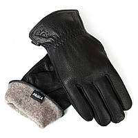 Рукавичка Чоловіча шкіра-олень S-104 black вовна. Чоловічі шкіряні рукавички гуртом