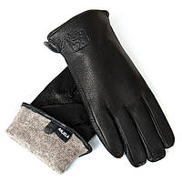 Рукавичка Чоловіча шкіра-олень S-103 black вовна. Чоловічі шкіряні рукавички гуртом