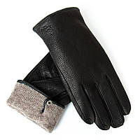 Рукавичка Чоловіча шкіра-олень S-102 black вовна. Чоловічі шкіряні рукавички гуртом