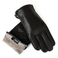 Рукавичка Чоловіча шкіра-олень S-101 black вовна. Чоловічі шкіряні рукавички гуртом