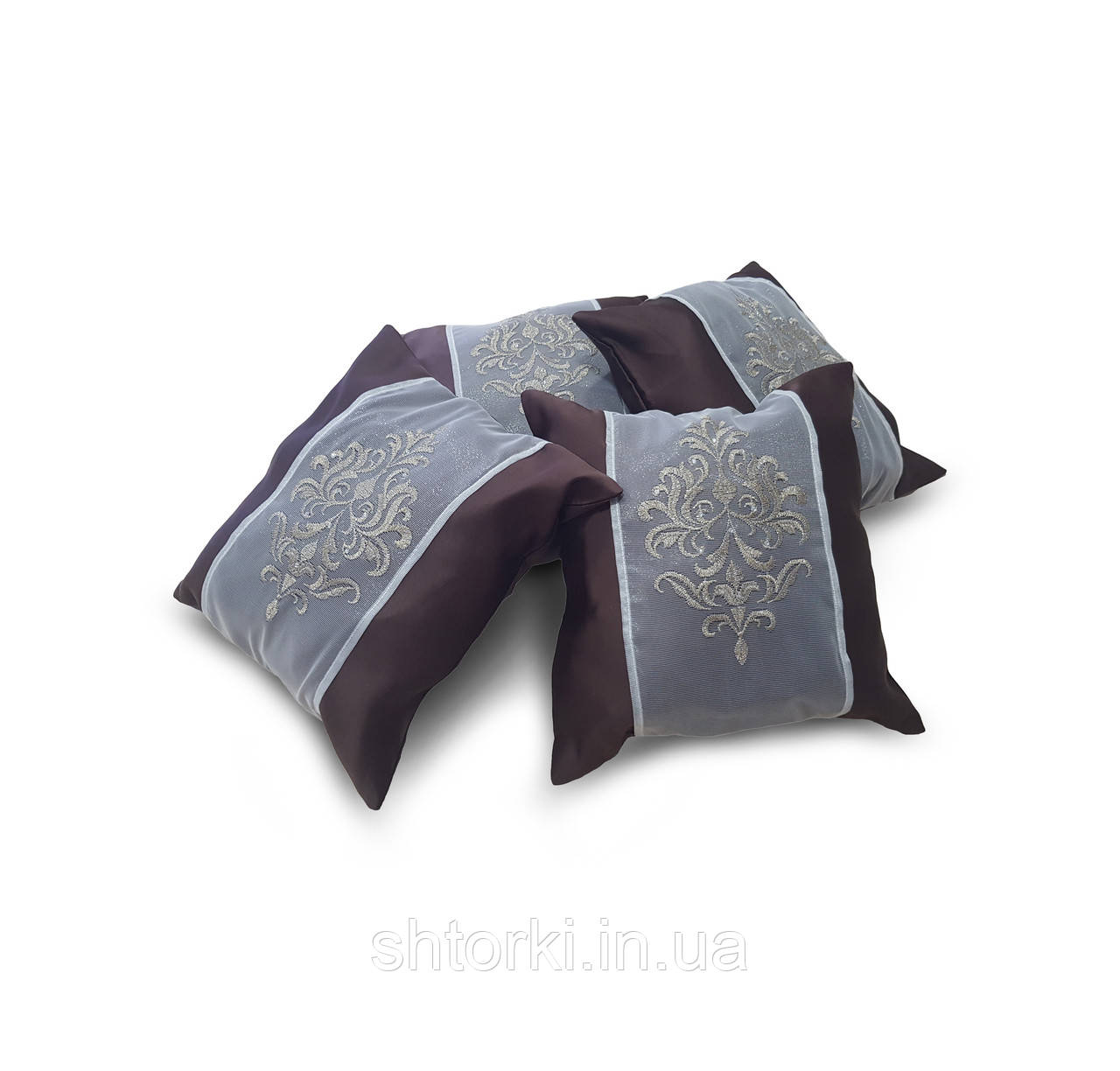 Комплект декоративних подушок Firanka Damask 30х30см 4шт венге (п_0351)