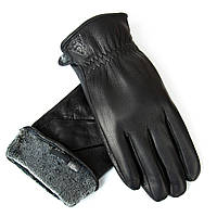 Рукавичка Чоловіча шкіра-олінь S-114 black махра. Чоловічі шкіряні рукавички гуртом