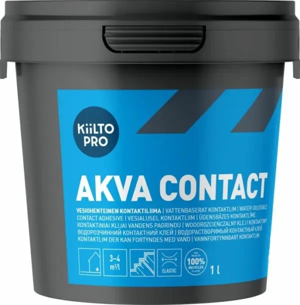Водорозчинний контактний клей Kiilto Pro Akva Contact об'ємом 1 л