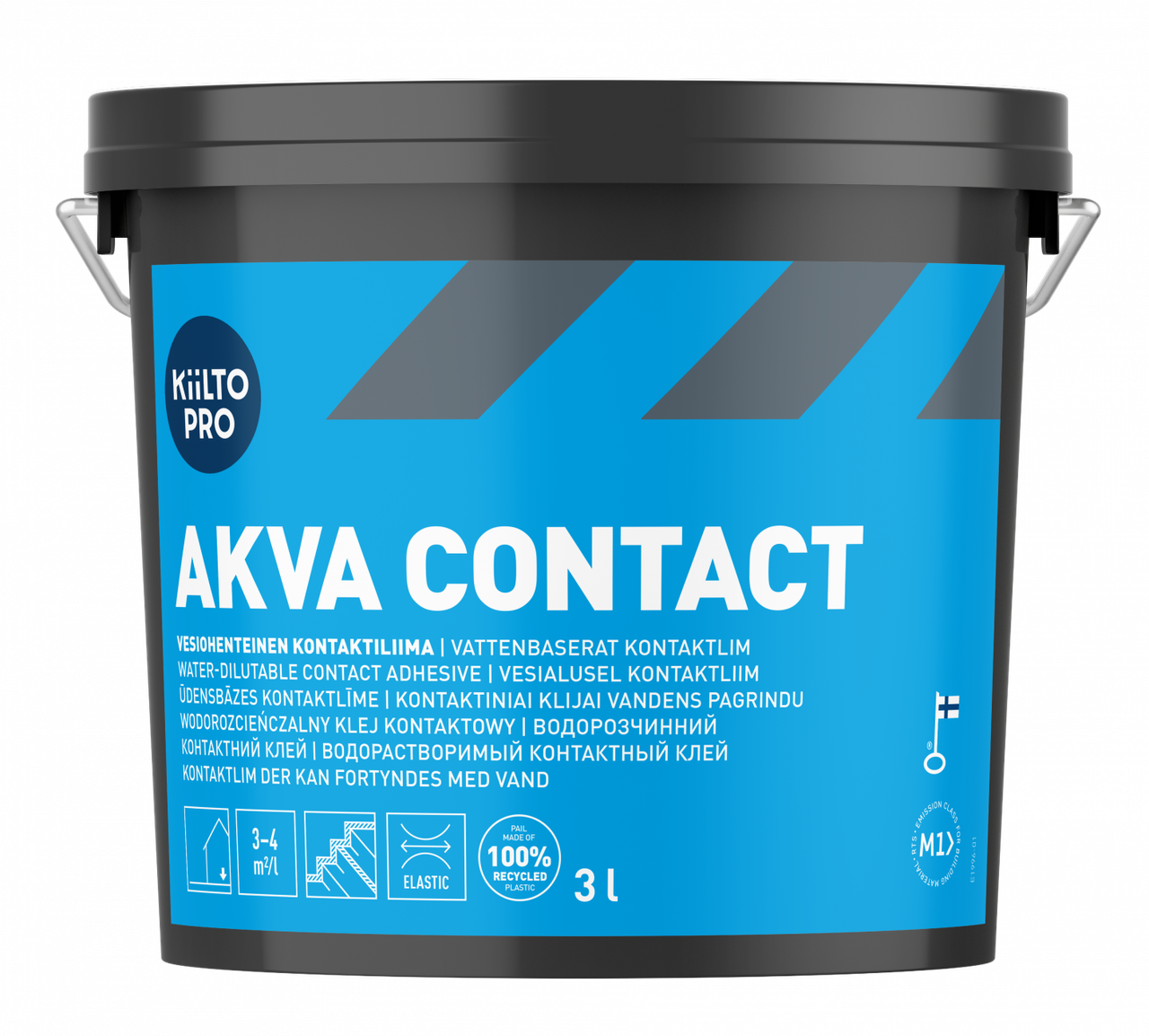 Водорозчинний контактний клей Kiilto Pro Akva Contact об'ємом 3 л
