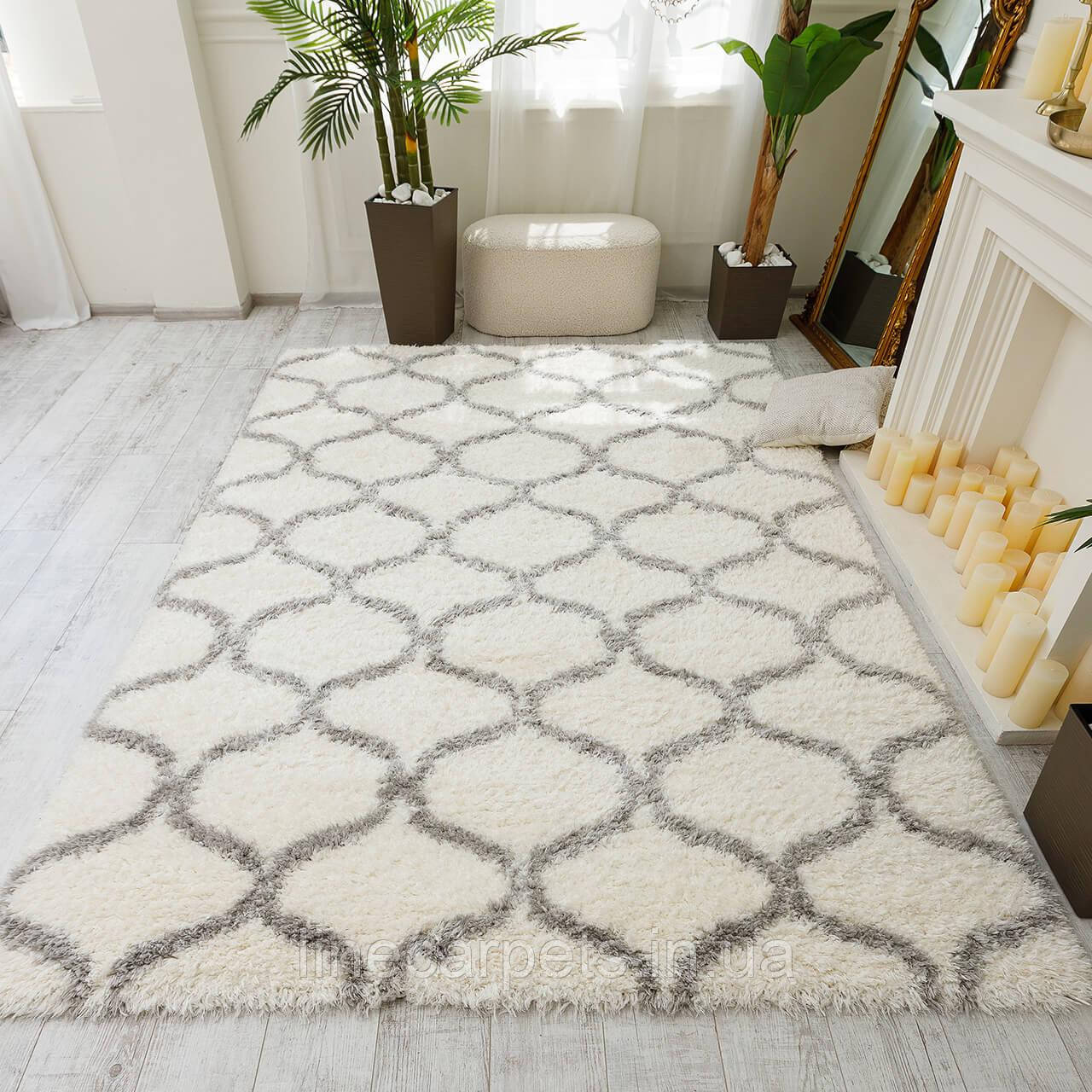Елітний ворсистий килим із Туреччини QUATTRO 3510A bone-l.grey, фото 1
