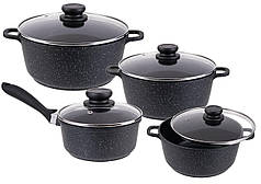 Набір каструль Edenberg із мармуровим антипригарним покриттям 8 предметів
