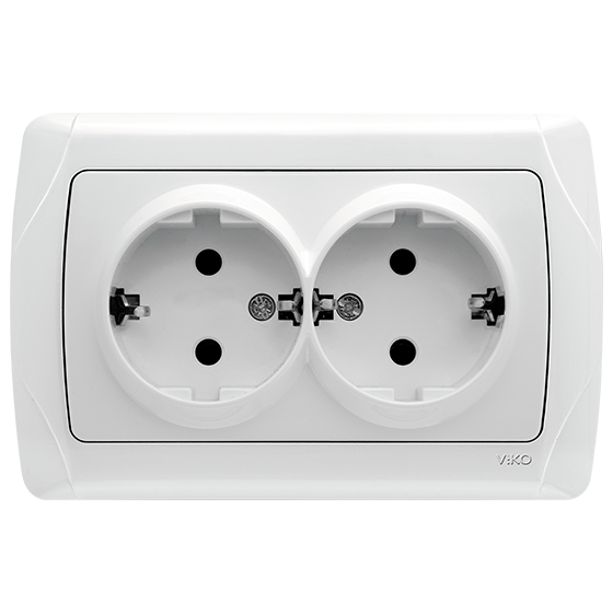 Розетка двойная с ЗК Белый Carmen Viko, 90561056