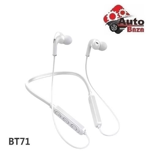 Бездротові навушники BT71 Bluetooth 5.1 з гарнітурою для занять спортом з шийним ободом Білі