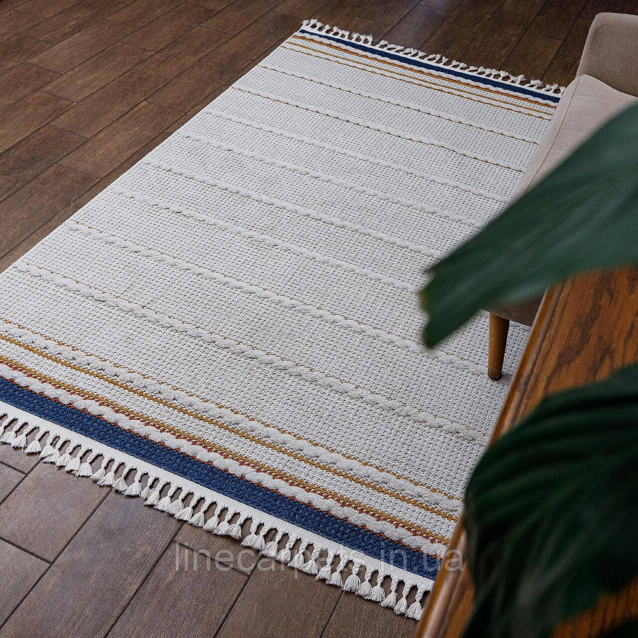 Безворсовий килим бежевий HELSINKI EZ35B gold-navy, фото 1