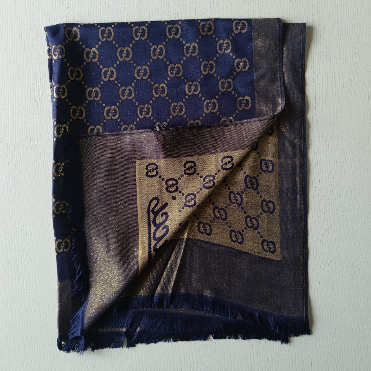 Шарф G синій з золотим, фото 1