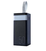 Зовнішній акумулятор Remax Chinen 50000mAh QC 22.5W LED лампа Чорний