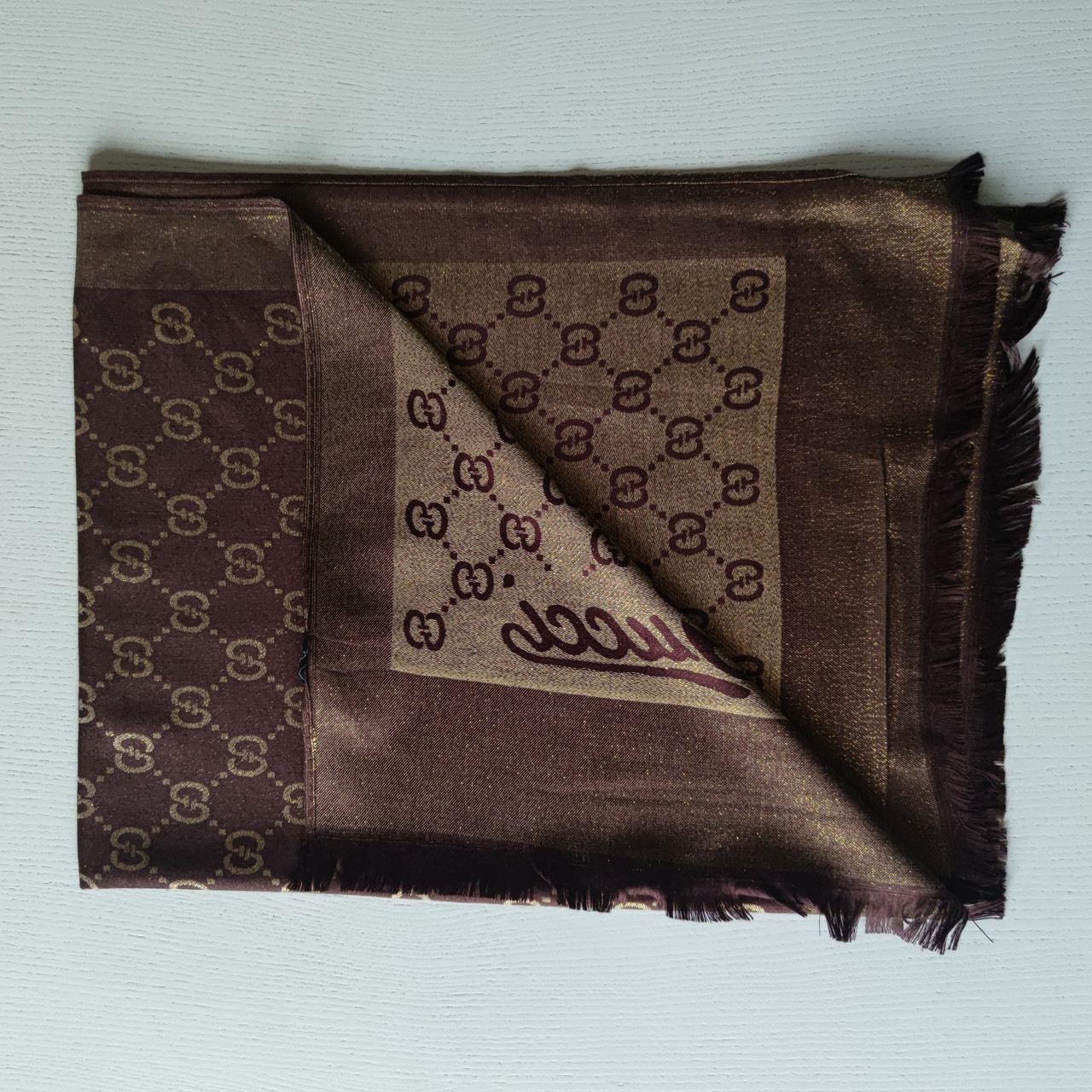 Шарф G шоколадний з золотим, фото 1