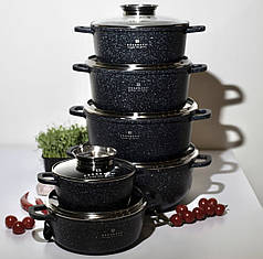 Набір каструль казанів 12 предметів із мармурове антипригарне покриття Edenberg