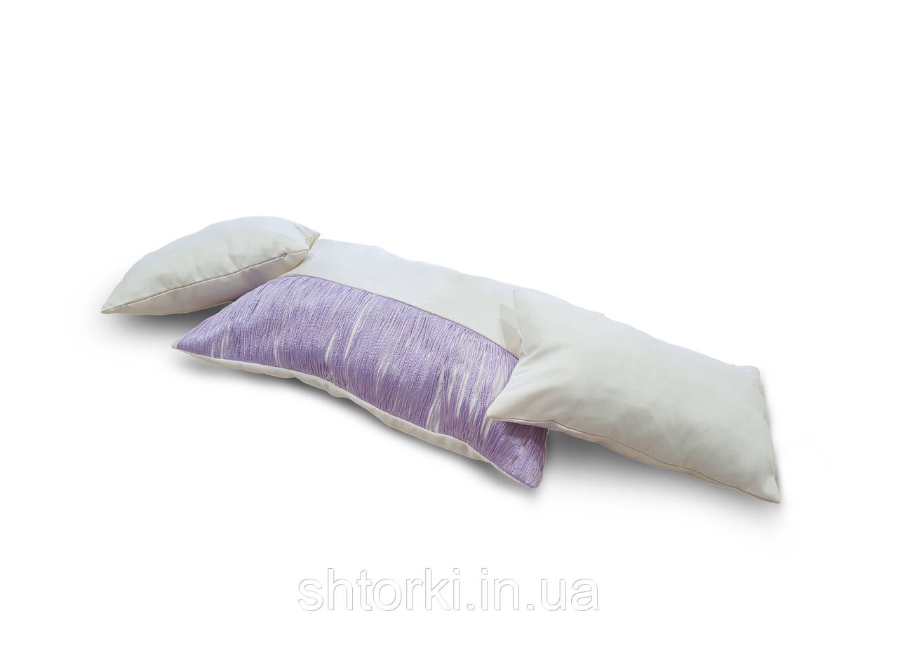 Комплект декоративних подушок Firanka Hand Made 3шт молочні з фіолетовим (п_0353)