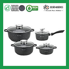 Набір каструль Edenberg із мармуровим антипригарним покриттям 8 предметів