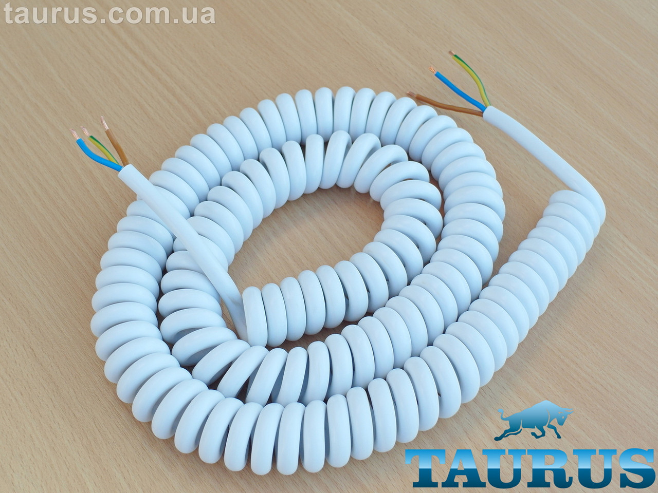 Кабель спіральний білий ThermoPulse Power White 1m 3G1.5/ розтягнення до 6 м. Потужність до 3500W. Мідь