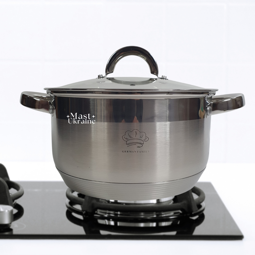 Каструля German Family із нержавіючої сталі 4,5 л. з кришкою GF-2050, фото 1