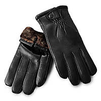 Рукавичка Чоловіча шкіра-олень 57-4 black хутро. Чоловічі шкіряні рукавички гуртом