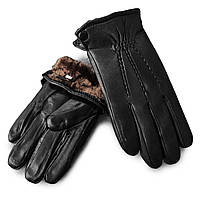 Рукавичка Чоловіча шкіра-олень 57-3 black хутро. Чоловічі шкіряні рукавички гуртом