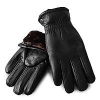 Рукавичка Чоловіча шкіра-олень 57-31 black хутро. Чоловічі шкіряні рукавички гуртом