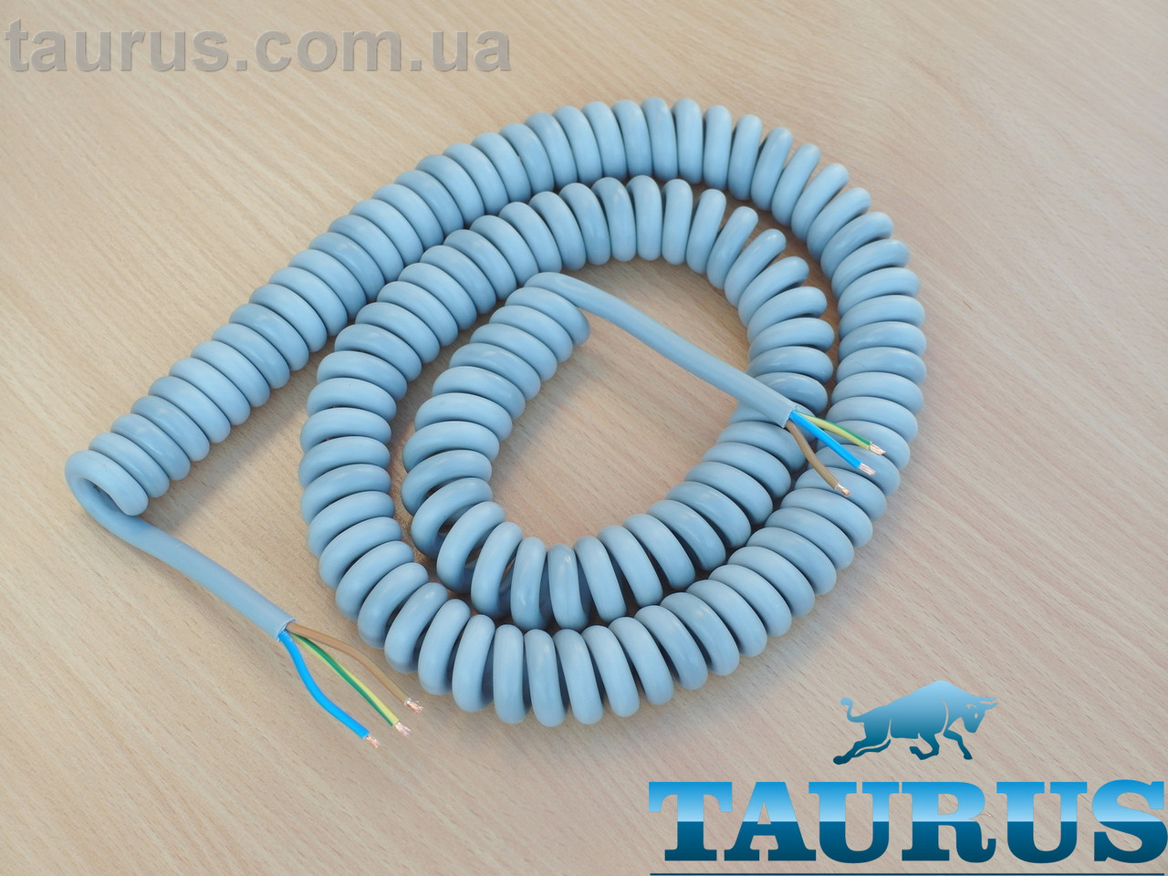 Кабель спіральний сірий ThermoPulse Power Gray 1m 3G1.5 / розтягнення до 6 м. Потужність до 3500W. Мідь