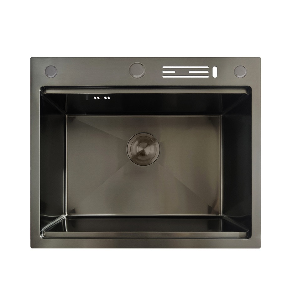 Мойка Mixxus MH6050-SK Nano-Black с н.ст.со ступенькой для суш.с подст. под ножи(граф)(MX1942), фото 1