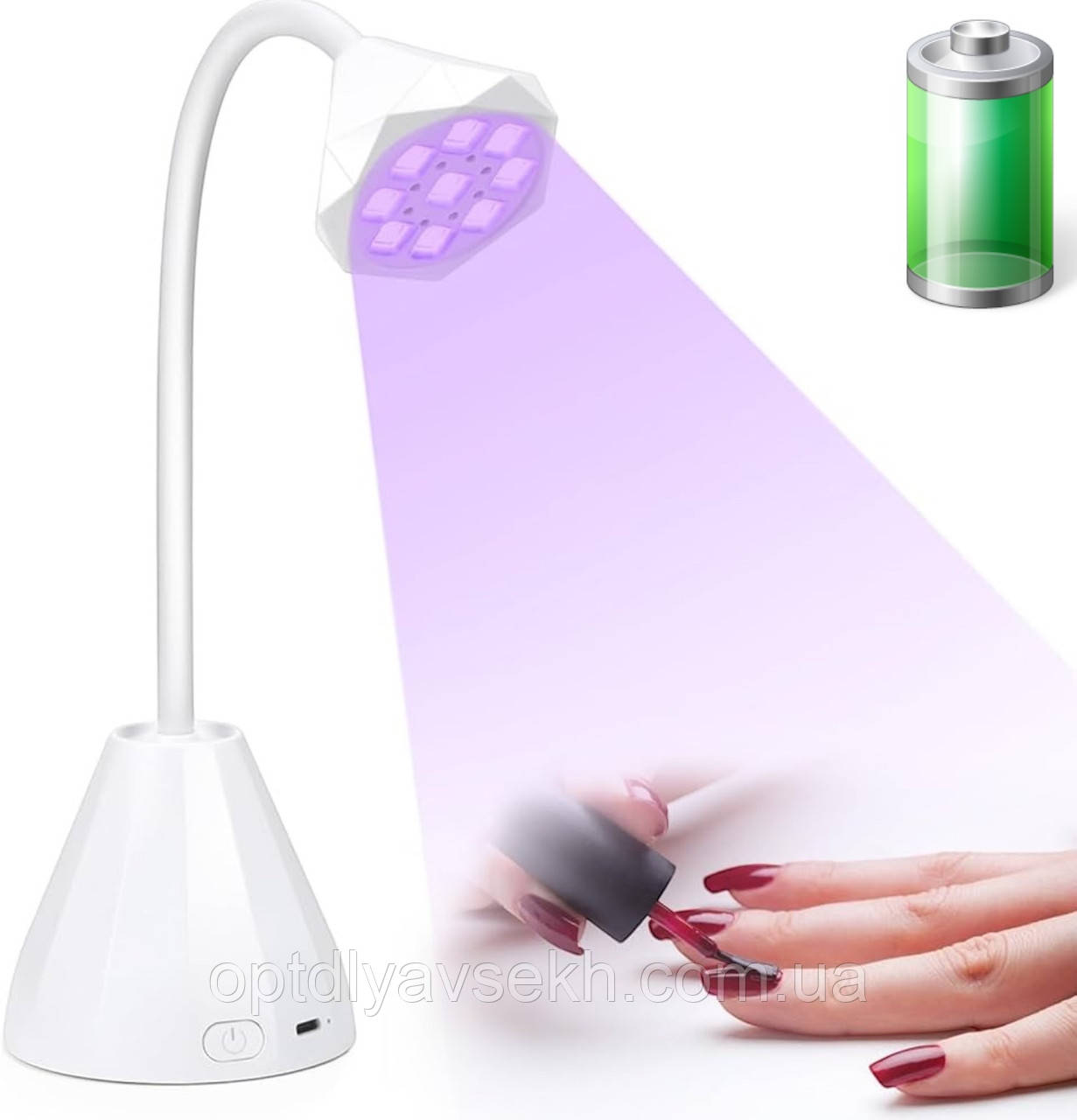 UV/LED лампа Led 1 для сушіння нігтів (гелевих типс, верхніх форм, декору) - на акумуляторі та USB