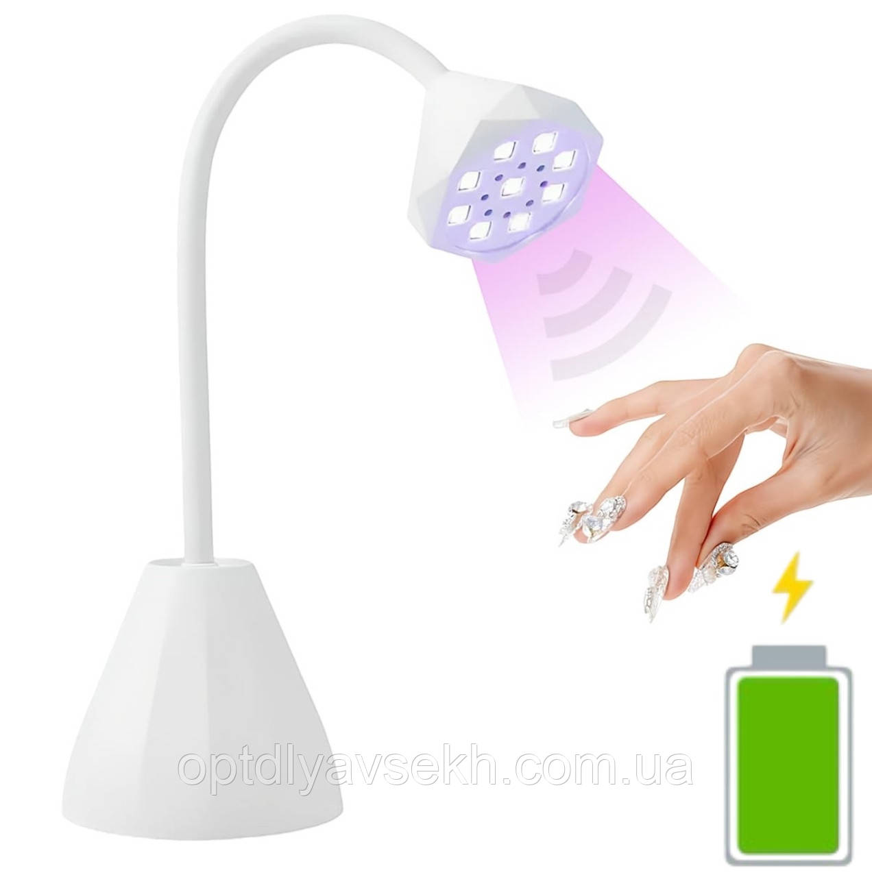 UV/LED лампа Led 2 для сушіння нігтів (гелевих типс, верхніх форм, декору) - на акумуляторі та USB, фото 1