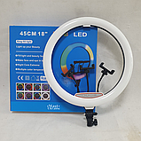 Кільцева LED-лампа RGB Ring Fill Light діаметром 45 см. з 3 тримачами для телефону VEN-149, фото 3