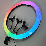 Кільцева LED-лампа RGB Ring Fill Light діаметром 45 см. з 3 тримачами для телефону VEN-149, фото 7
