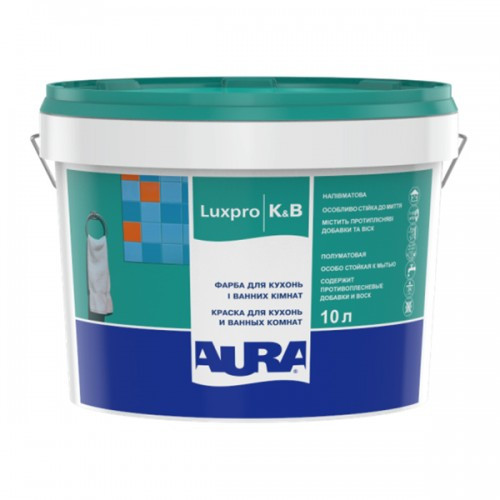 Фарба AURA Luxpro K&B акрилатна дисперсійна для кухонь і ванних кімнат, 10 л