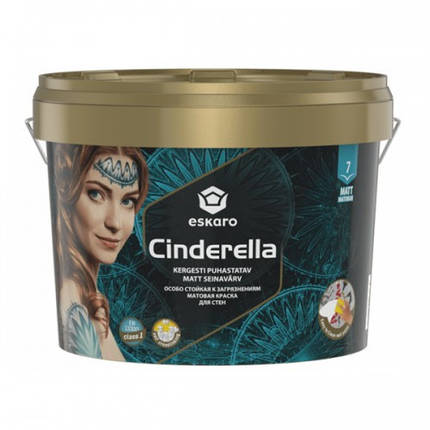 Фарба ESKARO Cinderella миюча для стін (матова), 2,7 л, фото 1