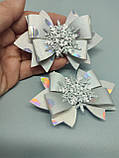 Сніжинки резинки заколки Бантики зі сніжинками Снежинки Снежинка Новогодний набор Новорічні бантики заколочки, фото 6