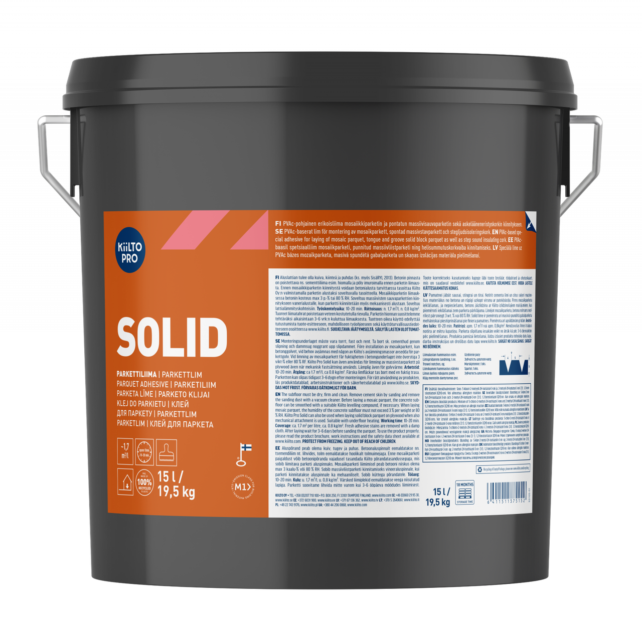 Клей на основі ПВА Kiilto Solid для паркетної підлоги 15 л / 19 кг