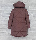 Зимова куртка дитяче пальто для дівчинки до 14 років Подовжений матовий пуховик з флісовою підкладкою на дівчаток 152, фото 4
