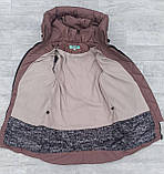 Зимова куртка дитяче пальто для дівчинки до 14 років Подовжений матовий пуховик з флісовою підкладкою на дівчаток 152, фото 3