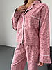 Піжама утеплена жіноча 100% бавовна сорочка і брюки Christel 191 принт леопард рожева, фото 7