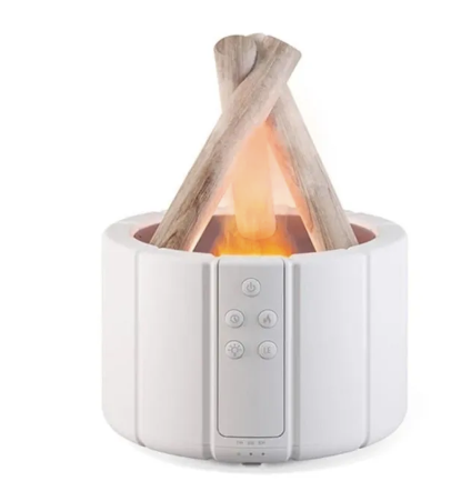 Ультразвуковий зволожувач повітря Bonfire Humidifier LY-651 "Вогнище" з ефектом полум'я + пульт, білий