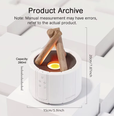 Ультразвуковий зволожувач повітря Bonfire Humidifier LY-651 "Вогнище" з ефектом полум'я + пульт, білий, фото 4