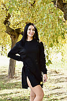 Спортивное женское платье худи трехнитка на флисе в свободном стиле от 42 до 52 размера