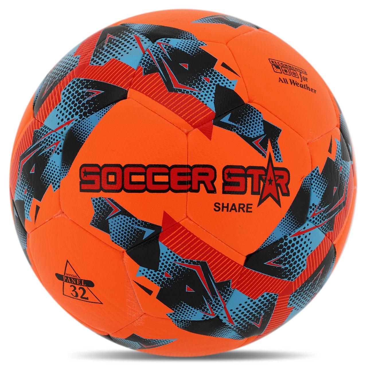М'яч футбольний HYBRID SOCCERMAX STAR SHARE гібридний FB-6046 помаранчевий-синій