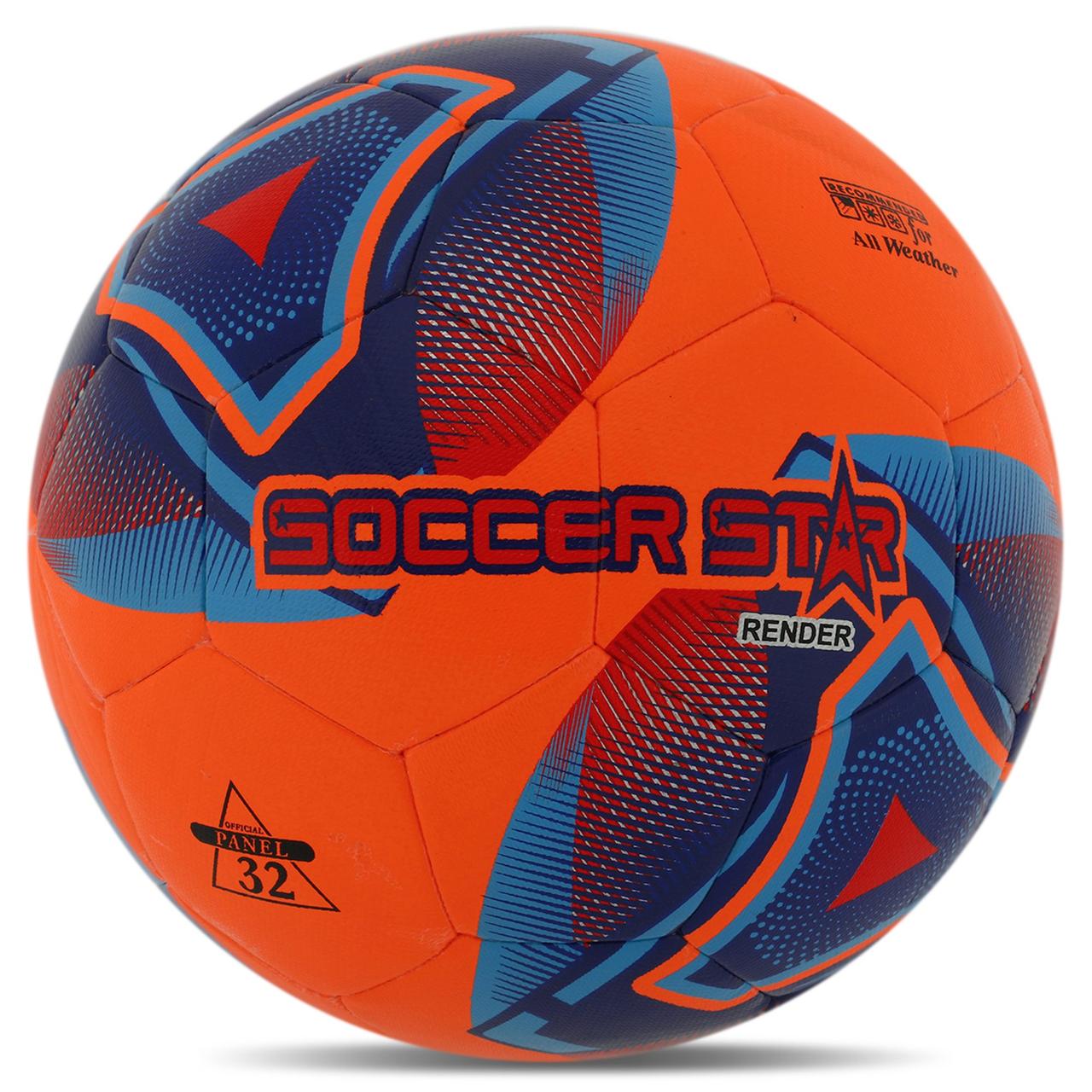 М'яч футбольний HYBRID SOCCERMAX STAR RENDER гібридний FB-6036 помаранчевий-синій
